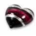 1 Murano Glass Black with White Goldfoil and Ruby Stripe 20mm Heart