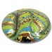 1 Murano Glass Goldfoiled Feathered Spring Green Aqua Gold Aventurine 26mm Lentil