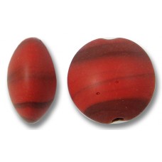 1 Murano Glass Matte 14mm Lentil Bead Red