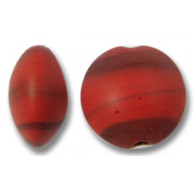 1 Murano Glass Matte 14mm Lentil Bead Red