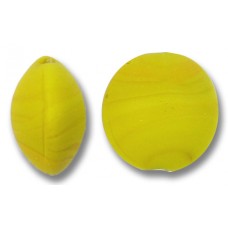 1 Murano Glass Matte 14mm Lentil Bead Mustard / Sunshine Yellow