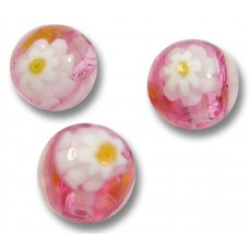 10 Murano Glass Rosy Ruby Pink Millefiore 8mm Beads 