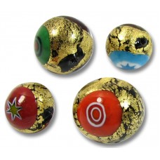 1 Murano Glass Goldfoiled 10mm Millefiore Round Bead