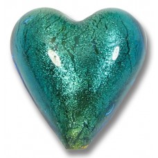 1 Murano Glass Kingfisher Goldfoil 20mm Heart Bead