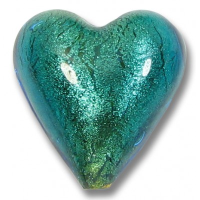 1 Murano Glass Kingfisher Goldfoil 20mm Heart Bead