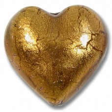 1 Murano Glass Chocolate Amethyst Gold Foiled 28mm Heart 