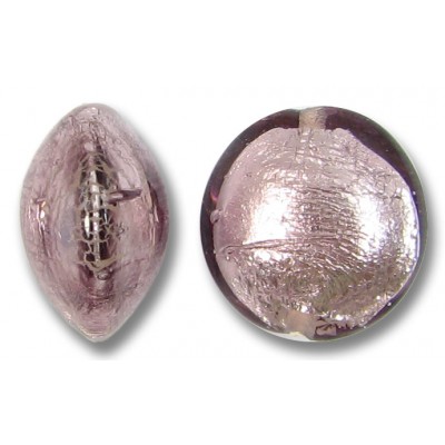 1 Murano Glass Light Amethyst Silverfoil 14mm Lentil