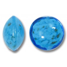 1 Murano Glass Dark Aquamarine Sommerso 14mm Lentil Bead