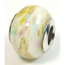 1 Murano Glass Pandora Compatible Misty Meadow 14mm Bead with Sterling Silver Core