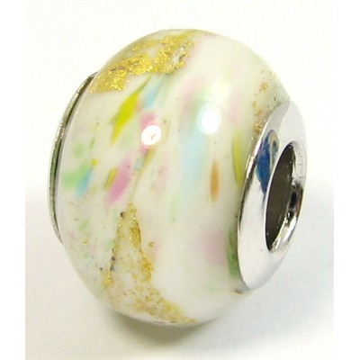 1 Murano Glass Pandora Compatible Misty Meadow 14mm Bead with Sterling Silver Core