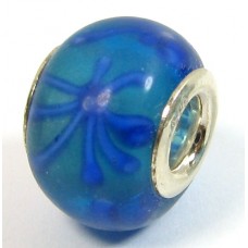 1 Murano Glass Pandora Compatible Venetian Flower 14mm Bead with Sterling Silver Core
