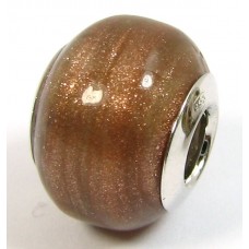 1 Murano Glass Pandora Compatible Aventurine 14mm Bead with Sterling Silver Core