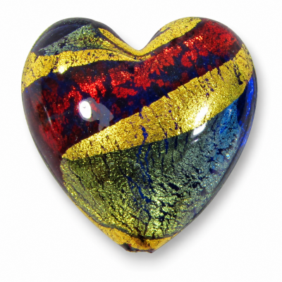 1 Murano Glass 20mm 24kt Goldfoil Blue Ruby Heart 1 Murano Glass 20mm 24kt Goldfoil Blue Ruby Heart