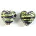 2 Murano Glass White Gold Foiled Purple Velvet and Alexandrite 14mm Heart Beads
