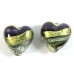 2 Murano Glass White Gold Foiled Purple Velvet and Alexandrite 14mm Heart Beads