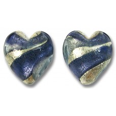 2 Murano Glass White Gold Foiled Purple Velvet and Alexandrite 14mm Heart Beads 2 Murano Glass White Gold Foiled Purple Velvet and Alexandrite 14mm Heart Beads