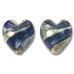 2 Murano Glass White Gold Foiled Purple Velvet and Alexandrite 14mm Heart Beads