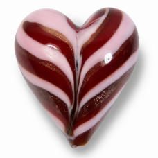 1 Murano Glass Red Gold Aventurine Feathered 20mm Heart