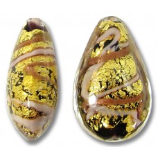 1 Murano Glass Gold Foiled Light Amethyst Gold Aventurine 20mm Drop Bead.