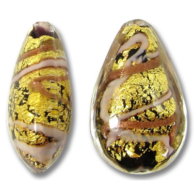 1 Murano Glass Gold Foiled Light Amethyst Gold Aventurine 20mm Drop Bead. 1 Murano Glass Gold Foiled Light Amethyst Gold Aventurine 20mm Drop Bead.