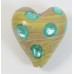 1 Murano Glass 20mm White Gold Foiled Window Heart Verde