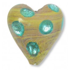 1 Murano Glass 20mm White Gold Foiled Window Heart Verde
