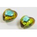 2 Murano Glass White Gold Foiled 14mm Terra Firma Hearts