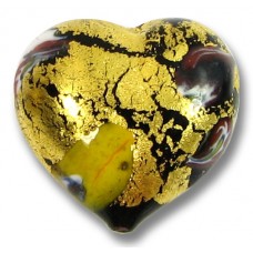 1 Murano Glass 24kt Gold Foiled Millefiore 20mm Heart 