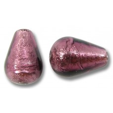 2 Murano Glass Amethyst Silverfoil 14mm Drops