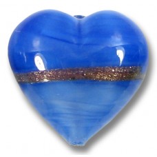 1 20mm Murano Glass Provence Blue Aventurine Satin Heart 1 20mm Murano Glass Provence Blue Aventurine Satin Heart
