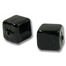 2 Murano Glass Black 8mm Cube Beads