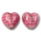 2 Murano Glass Rose White Gold Foiled 10mm Heart Beads