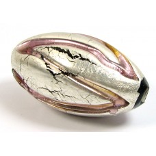 1 Murano Glass White Gold Foiled Amethyst 40mm Oval Focal Bead