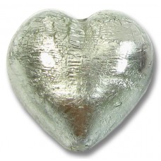 1 Murano Glass Black Diamond  Silver Foiled 28mm Heart 