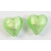 2 Murano Glass Verde Smeraldo Chiarissimo White Goldfoiled 14mm Hearts