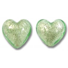 2 Murano Glass Verde Smeraldo Chiarissimo White Goldfoiled 14mm Hearts 2 Murano Glass Verde Smeraldo Chiarissimo White Goldfoiled 14mm Hearts