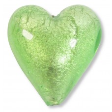 1 Murano Glass Verde Smeraldo Chiarissimo White Goldfoiled 20mm Heart