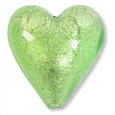 1 Murano Glass Verde Smeraldo Chiarissimo White Goldfoiled 20mm Heart