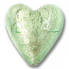 1 Murano Glass Verde Smeraldo Chiarissimo White Goldfoiled 20mm Heart