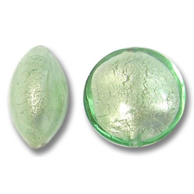 1 Murano Glass Verde Smeraldo Chiarissimo White Goldfoiled 14mm Lentil