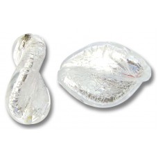 2 Murano Glass Silver Foiled Crystal Elica Twist Beads
