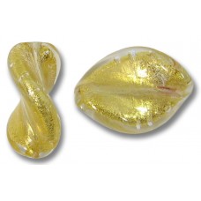2 Murano Glass Gold Foiled Crystal Elica Twist Beads