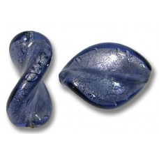 2 Murano Glass Purple Velvet White Gold Foiled Elica Twist Beads
