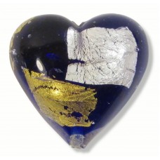 1 Murano Glass Midnight Treasure 30mm Heart