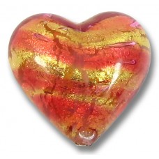 1 Murano Glass Rose Goldfoil 18mm Heart