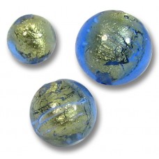 1 Murano Bluino Goldfoil Round 12mm Bead