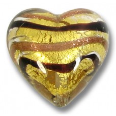 1 Murano Glass Humbug Goldfoil 18mm heart