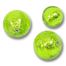 10 Murano Glass Light Erba (Lime) Green Silverfoil 10mm Round Beads