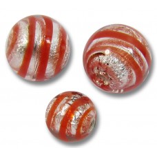 10 Murano Glass Red Spiral Silverfoil 6mm Round Beads