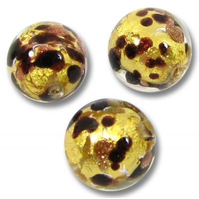 1 Murano Glass Ventunera Goldfoil 10mm Round Bead